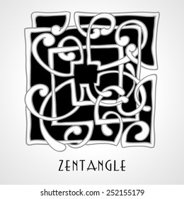 Black and White  vector version.  Monochrome zentangle hand drawn element.