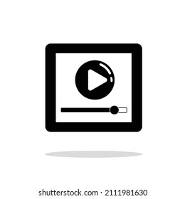 Black and White Vector video player icon isolated on white background. Video starting icon design.
