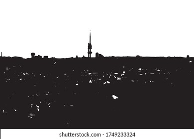 
black and white vector view of prague and prague tower and architecture