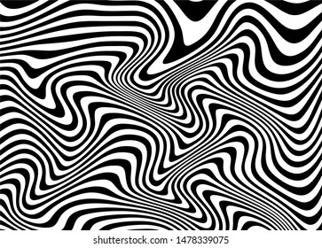 Black and white vector waves. For covers, business cards, banners, prints on clothes, wall decor, posters, canvases, websites, video clips. Modern vector background