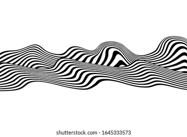 
Black and white vector waves made of lines. For covers, business cards, banners, prints on clothes, wall decor, posters, sites, posts on social networks, videos. Modern vector pattern