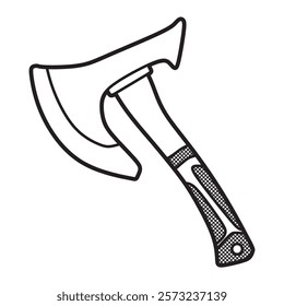 black and white vector, wide hand axe