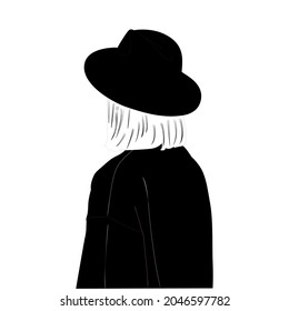 black and white vector woman in hat
