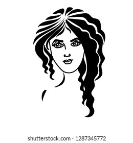  black and white vector woman's face