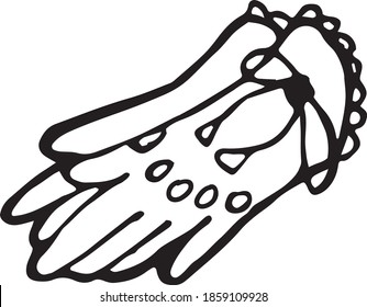 Vector blanco y negro. Guantes de mujeres. Adecuado para postales temáticas, ilustraciones y colorantes.