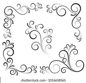 Black and white vectore curl florish vignette