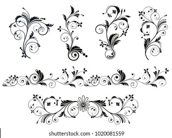 Black and white vectore curl florish vignette