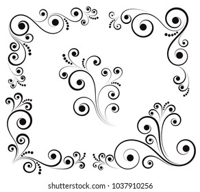 Black and white vectore curl florish vignette