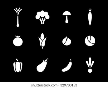 Black and white vegetable icons