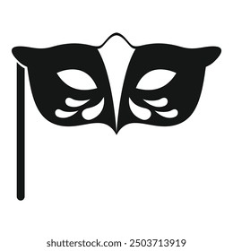 Black and white venetian carnival mask with a stick is waiting for the party to start