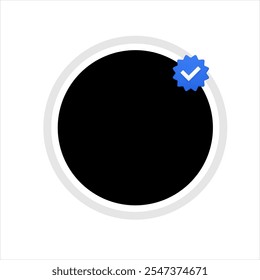 Icono verificado blanco y negro del Vector del perfil