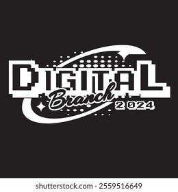 black and white version of the 2024 digital branch event vector logo