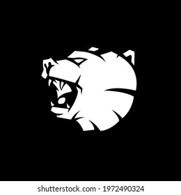 black and white version of a bear design illustration
