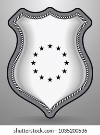 Black and White Version European Union Flag. Vector Badge and Icon with Central Glossy National Symbol