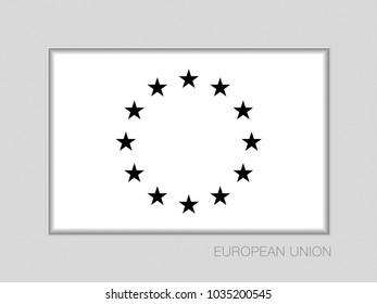 Black and White Version European Union Flag. National Ensign Aspect Ratio 2 to 3 on Gray Cardboard