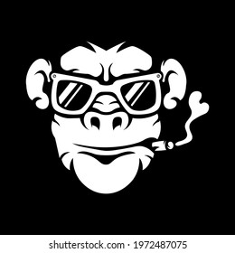 black and white version of a monkey design illustration