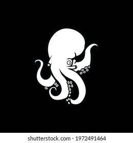 black and white version of octopus design illustration