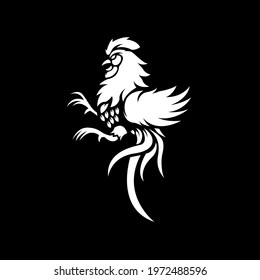 black and white version of a rooster design illustration