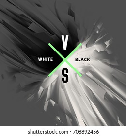 Black and white versus abstract background. Opposition of white and black energy, the collision of good and evil, light and dark, vector illustration.