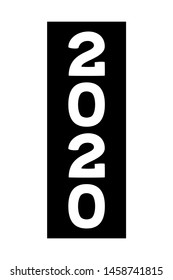 Black and white vertical 2020 new year number symbol. Winter holiday themed vector illustration for stamp, label, certificate, brochure, gift card, invitation, poster, coupon or sale banner decoration