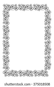 Black and white vertical frame with shamrock