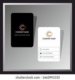 black and white vertical front back business card Template vector Design With Simple visiting card background