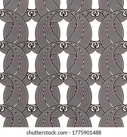 Black and white vertical linear ornament in modern style. Vector seamless pattern for different surfaces.