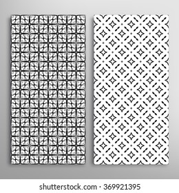 Black and white vertical seamless geometric patterns set with hand drawn texture for fabric or paper print, invitations or cards design. Vector collection