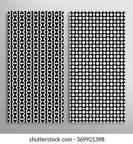 Black and white vertical seamless geometric patterns set with hand drawn texture for fabric or paper print, invitations or cards design. Vector collection