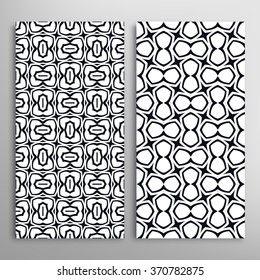 Black and white vertical seamless geometric patterns set with hand drawn texture for fabric or paper print, invitations or cards design. Vector collection