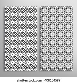 Black and white vertical seamless geometric patterns set with sketch texture for fabric or paper print, invitations or cards design. Vector collection