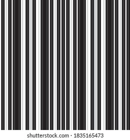 Black and white vertical striped seamless pattern background suitable for fashion textiles, graphics