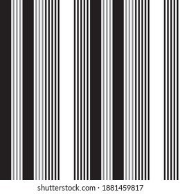 Black and white vertical striped seamless pattern background suitable for fashion textiles, graphics