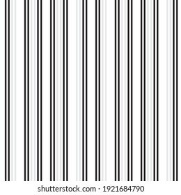 Black and white vertical striped seamless pattern background suitable for fashion textiles, graphics