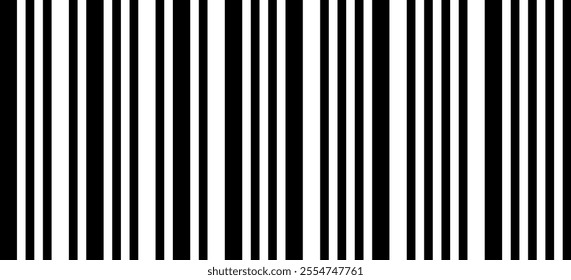 Black and white vertical stripes forming a barcode like pattern, ideal for retail, product identification, inventory management, and modern tracking technologies