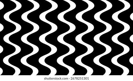 Black and white vertical wavy background. Seamless pattern with beautiful ornament decor. Wallpaper for something.