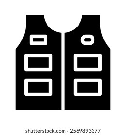 Black and white vest icon. Concept of safety, protection, and uniform.