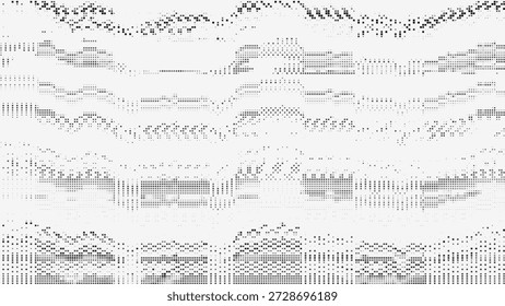 Fundo de ruído VHS preto e branco com pontos de meio-tom e distorção analógica