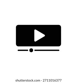Ícone de interface do player de vídeo preto-e-branco com design de retângulo arredondado