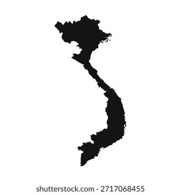 Mapa simples de Vietnã preto e branco