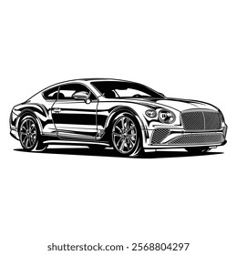 Black and White view car illustration for conceptual design