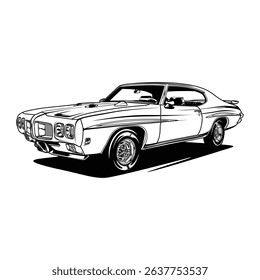 Black and White view car illustration for conceptual design
