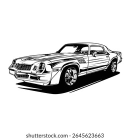 Black and White view car illustration for conceptual design