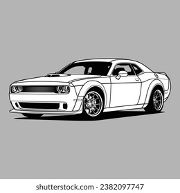 Black and White view car vector illustration for conceptual design