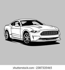 Black and White view car vector illustration for conceptual design