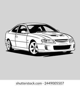 Black and White view car vector illustration for conceptual design