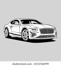 Black and White view car vector illustration for conceptual design