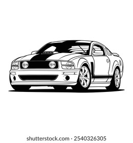 Ilustração do vetor do carro da vista em preto e branco para o projeto conceitual