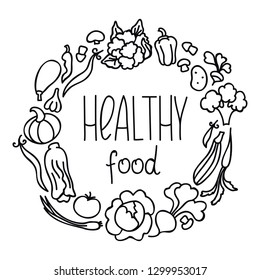 black and white vignette of vegetables with the inscription
