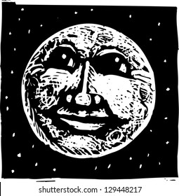 Black and white villustration of a full moon